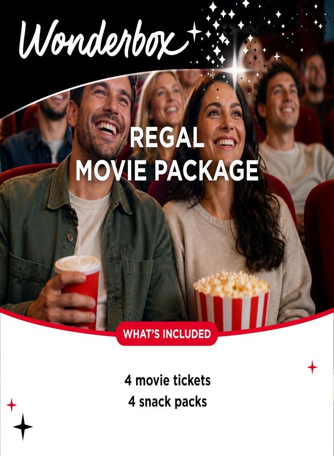 Wonderbox Regal Movie Gift Box, 4 Tickets & 4 Snack Packs Movie Night Experience for 2, Valid at 425 Locations - Image 3
