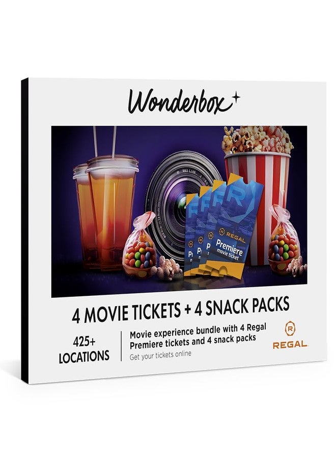 Wonderbox Regal Movie Gift Box, 4 Tickets & 4 Snack Packs Movie Night Experience for 2, Valid at 425 Locations - Image 1