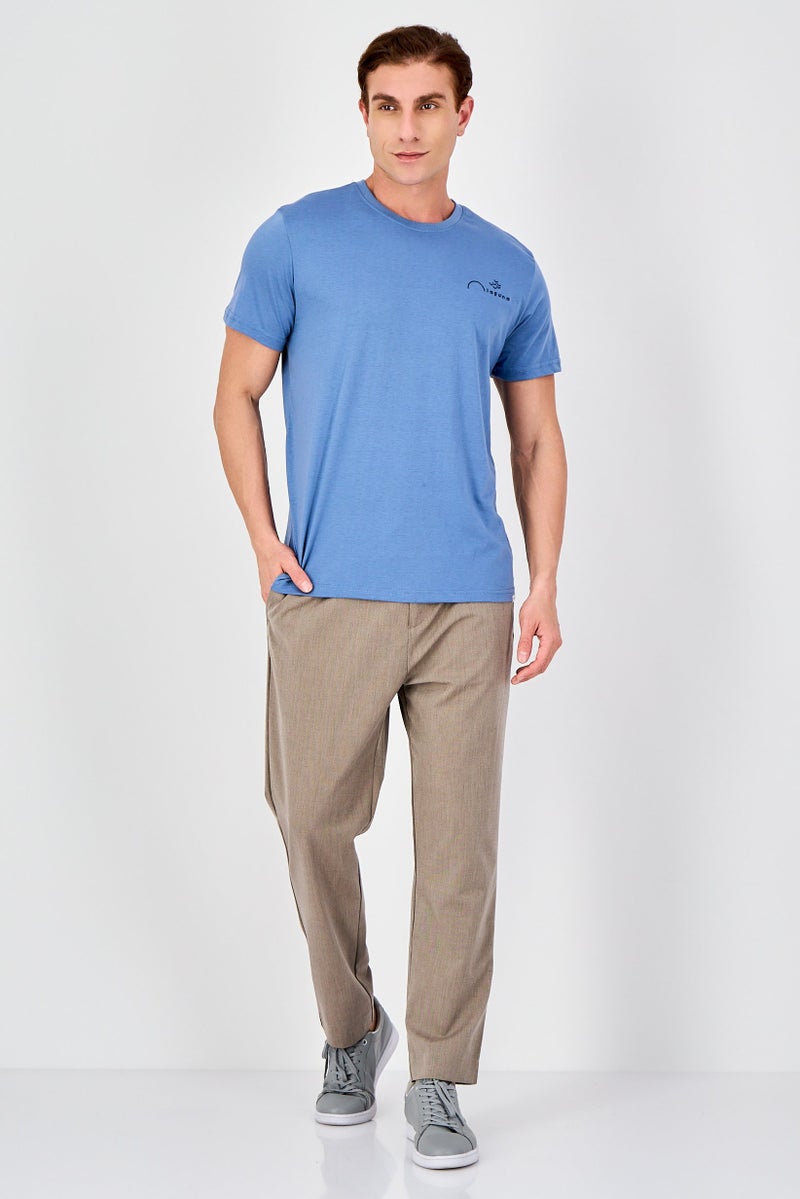 Laguna Men Crew Neck Short Sleeve Embroidered Logo T-Shirt, Sage Blue - Image 4