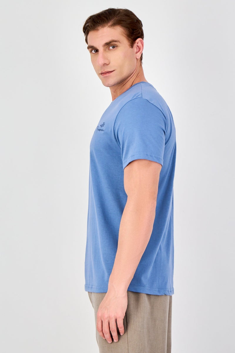 Laguna Men Crew Neck Short Sleeve Embroidered Logo T-Shirt, Sage Blue - Image 2