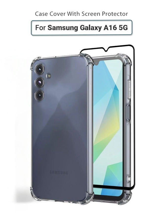 LEDIN 2 in 1 Samsung Galaxy A16 5G Protection Pack - Ultra Clear Shockproof Case & Edge-to-Edge Screen Protector, 360 Degree Protection, Back Cover & Screen Protector for Samsung Galaxy A16 5G - Image 2