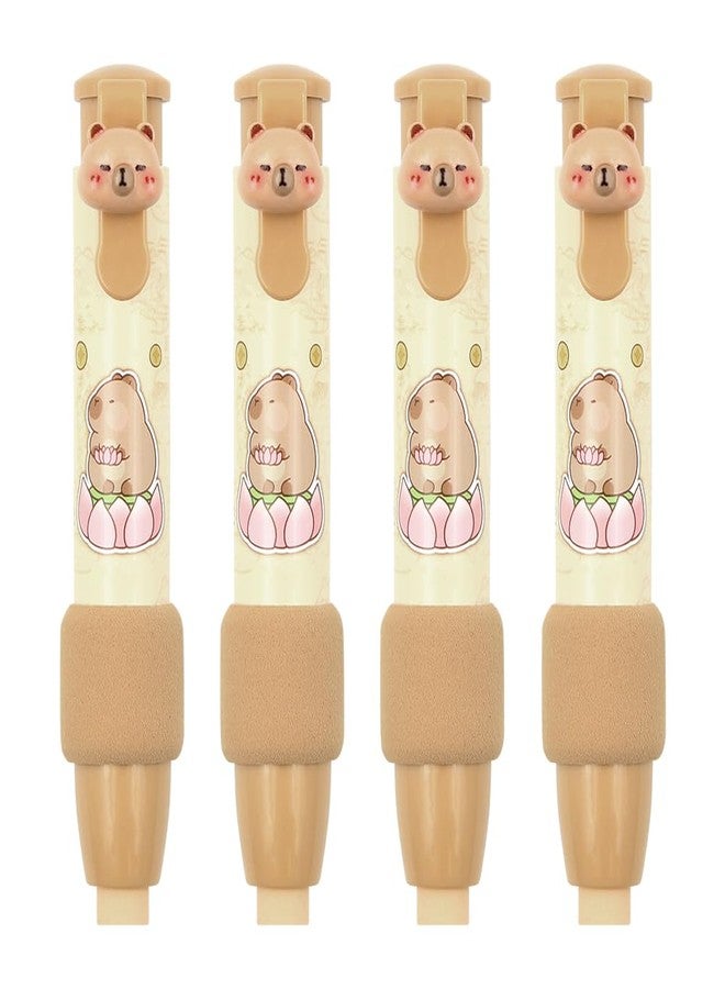 Geluode Capybara Retractable Click Eraser, 4 PCS Cute Pen Shaped Erasers, Press Type Mechanical Eraser for Kids Boys Girls Students Painting Writing School Supply Stationery - Image 1