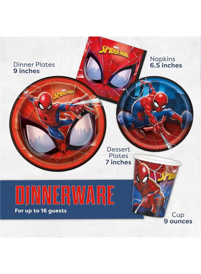 Bluejw Spiderman Birthday Party Supplies Set | Spiderman Party Supplies | Spiderman Birthday Decorations | Serves 16 Guests | With Balloons, Banner, Table Cover, Plates, Cups, Napkins, Masks, Button - Image 5