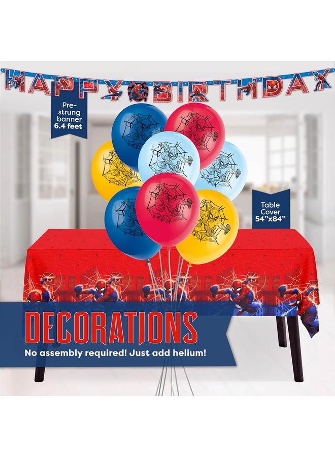 Bluejw Spiderman Birthday Party Supplies Set | Spiderman Party Supplies | Spiderman Birthday Decorations | Serves 16 Guests | With Balloons, Banner, Table Cover, Plates, Cups, Napkins, Masks, Button - Image 4