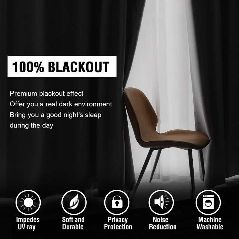 H.VERSAILTEX 100% Blackout Curtains for Bedroom with Black Liner Full Room Darkening Curtains Thermal Insulated Back Tab/Rod Pocket Window Drapes for Living Room  2 Panels  42 x 63 Inch  Burgundy - Image 3