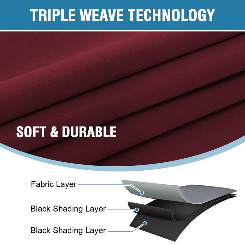 H.VERSAILTEX 100% Blackout Curtains for Bedroom with Black Liner Full Room Darkening Curtains Thermal Insulated Back Tab/Rod Pocket Window Drapes for Living Room  2 Panels  42 x 63 Inch  Burgundy - Image 4
