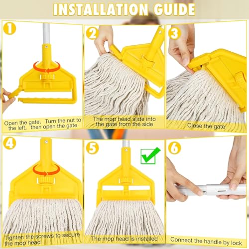 VOUBIEN Looped End Commercial Industrial Mop Replacement Head, Heavy Duty String Wet Refill Mop Head for Commercial Industrial Grade Floor Cleaning,2 Pack,Yellow - Image 5