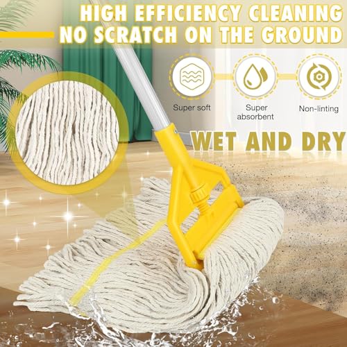 VOUBIEN Looped End Commercial Industrial Mop Replacement Head, Heavy Duty String Wet Refill Mop Head for Commercial Industrial Grade Floor Cleaning,2 Pack,Yellow - Image 2