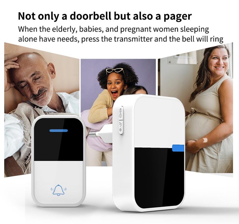 AUSHA Self-Power Wireless Doorbell - IP44 Waterproof, No Battery Required, 38 Melodies, 150m Range, Four Volume Levels - Ideal for Home, Office, Elders & Patients - Image 5
