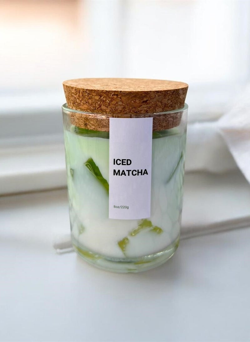 Iced Matcha Scented Candle 8x9cm 6oz 220g  - Soy Wax, Aromatherapy, Long-Lasting Fresh Home Fragrance & Gift - Home Decore - Image 2