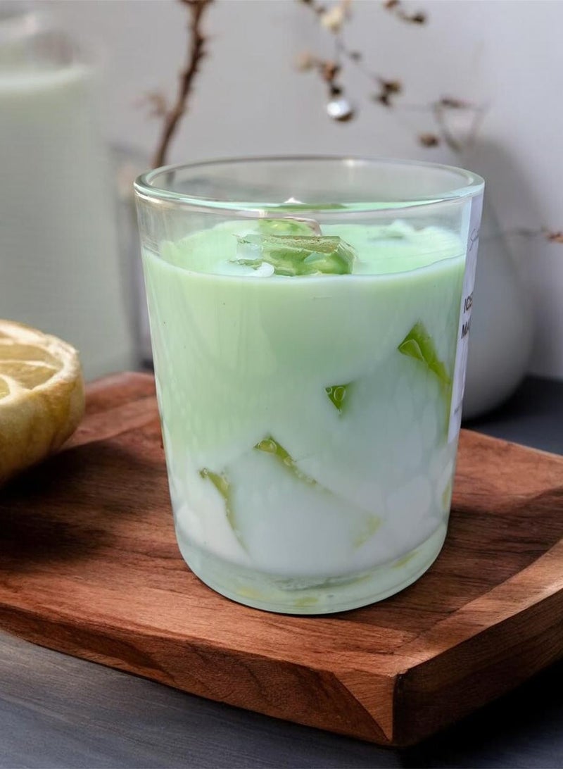 Iced Matcha Scented Candle 8x9cm 6oz 220g  - Soy Wax, Aromatherapy, Long-Lasting Fresh Home Fragrance & Gift - Home Decore - Image 3