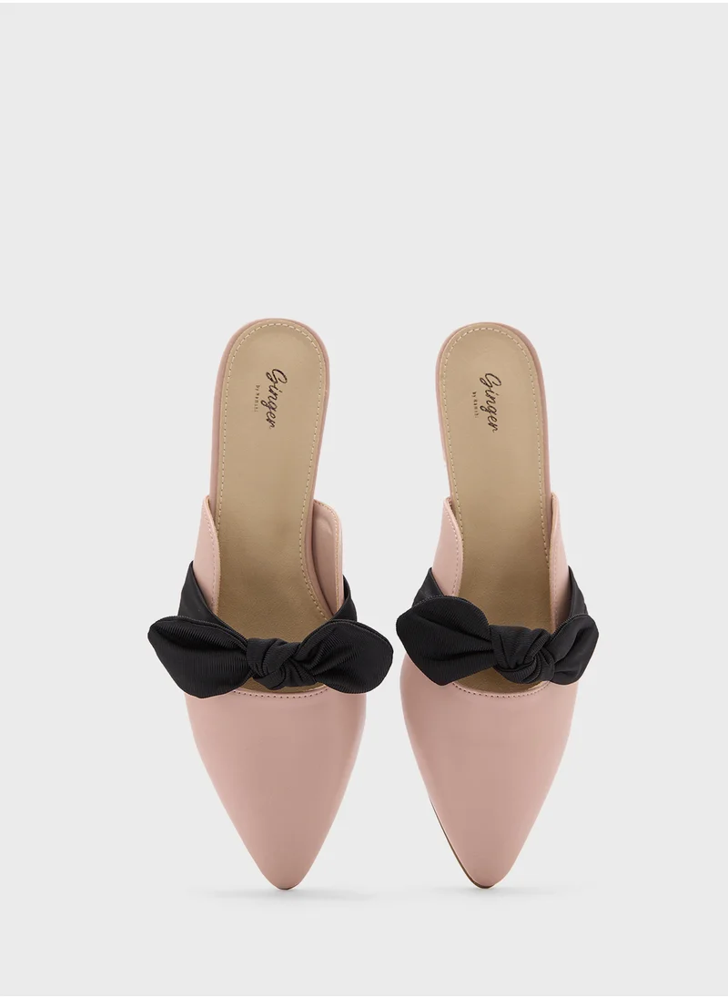 Ginger Bow Detail Pointy Slip On Shoe