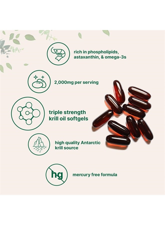 Micro Ingredients Antarctic Krill Oil Supplement, 2,000mg Per Serving, 240 Softgels, Triple Strength, Rich in Omega-3s EPA, DHA & Natural Astaxanthin, Supports Immune System & Brain Health  - Image 3