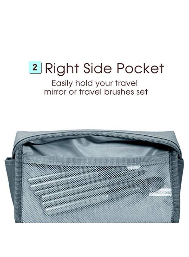 Narwey Vegan Leather Makeup Bag Zipper Pouch Travel Cosmetic Organizer For Women And Girls (Large, Greyish Blue)  - Image 5