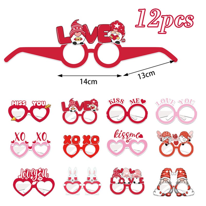 Zeptrix Valentines Heart Shot Glasses 12 Designs,12Pcs Galentines Day Decorations Valentine Day Party Favors Supplies Valentines Photo Booth Props for Adults Love Decorations Valentine's Gifts Accessories - Image 2