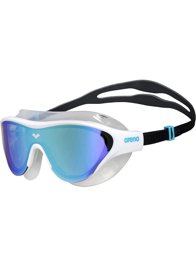 arena Unisex Adult The One Swim Mask Fitness Swimming Goggles For Men And Women Large Fit Polycarbonate Mirror Lens, Blue/White - Image 1