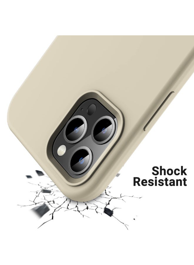 جراب متوافق مع iPhone 11 Pro Max مقاس 6.5 بوصة، جراب هاتف نحيف من السيليكون السائل مكون من 4 طبقات من المطاط الناعم المقاوم للصدمات مع بطانة من الألياف الدقيقة المضادة للخدش (بيج) - Image 3