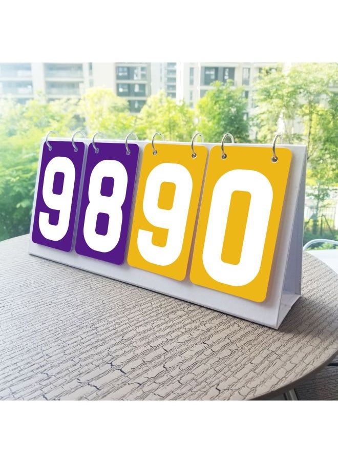 Generic Competition Scoreboard Activity Flip Card Red Yellow Blue Green Gray Scoring Card Early Education Color Number Card-Specifications:Four-digit Purple And Yellow Two-color Plastic Scoreboard  - Image 1