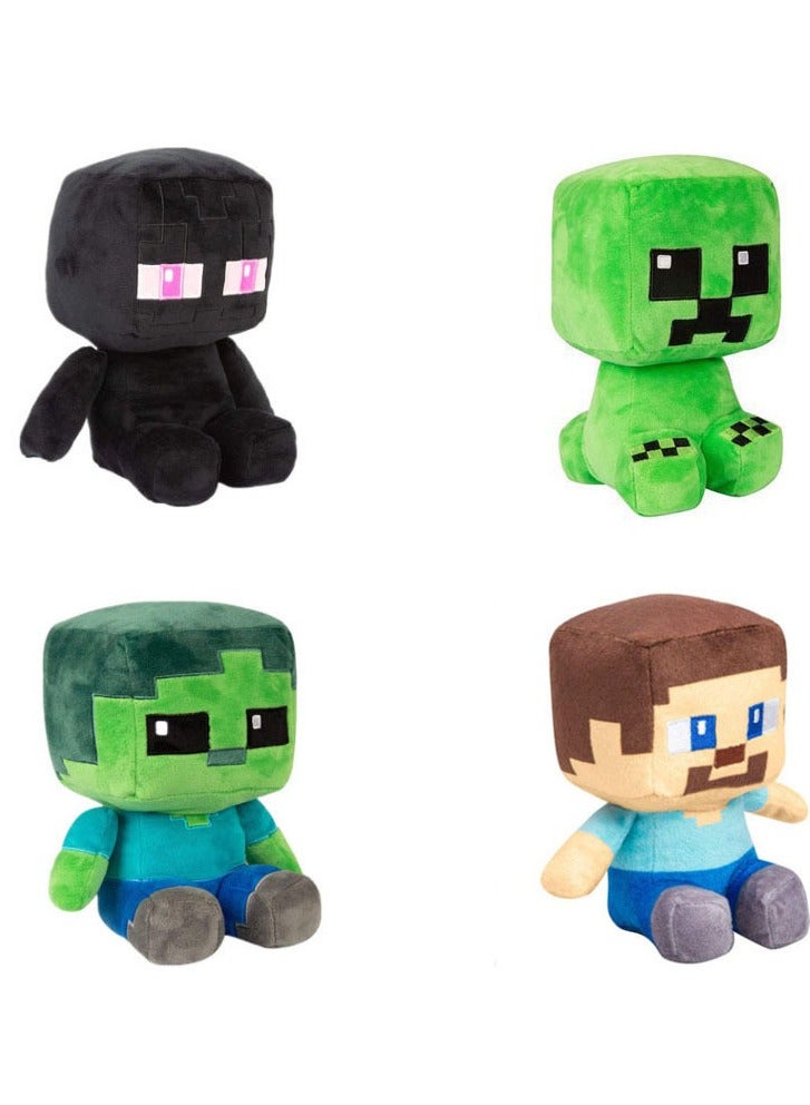 4 Pcs Minecraft Steve Enderman Zombie Creeper Plush Toy 20CM - Image 1