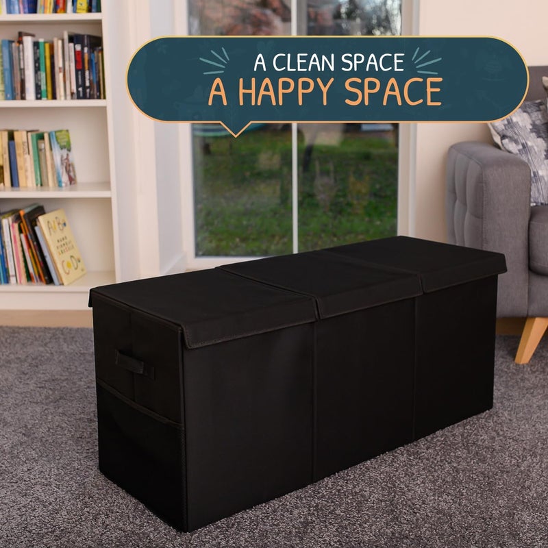 SoftOwl Extra Large Toy Storage Organizer with Lid  Sturdy Collapsible Toy Chest Storage Box Design  Toys Bin with Dividers for Kids Nursery Bedroom Playroom 37x16x14 - Image 5