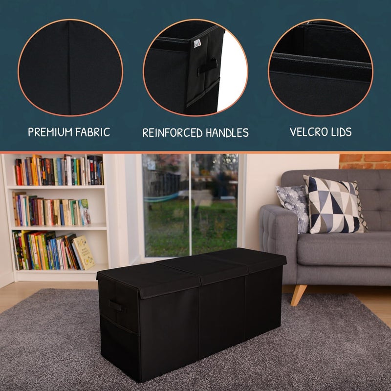 SoftOwl Extra Large Toy Storage Organizer with Lid  Sturdy Collapsible Toy Chest Storage Box Design  Toys Bin with Dividers for Kids Nursery Bedroom Playroom 37x16x14 - Image 3