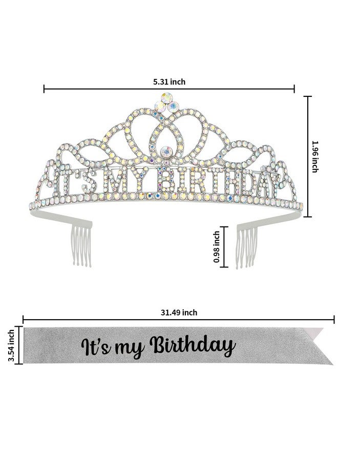 ACO-UINT Birthday Crown for Women, AB Rhinestone Birthday Headband Birthday Sash It's My Birthday Crown, Birthday Girl Crown Birthday Tiara Birthday Decorations Birthday Gifts - Image 2