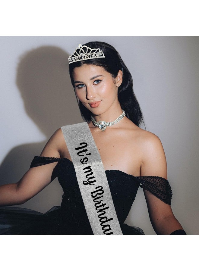 ACO-UINT Birthday Crown for Women, AB Rhinestone Birthday Headband Birthday Sash It's My Birthday Crown, Birthday Girl Crown Birthday Tiara Birthday Decorations Birthday Gifts - Image 4