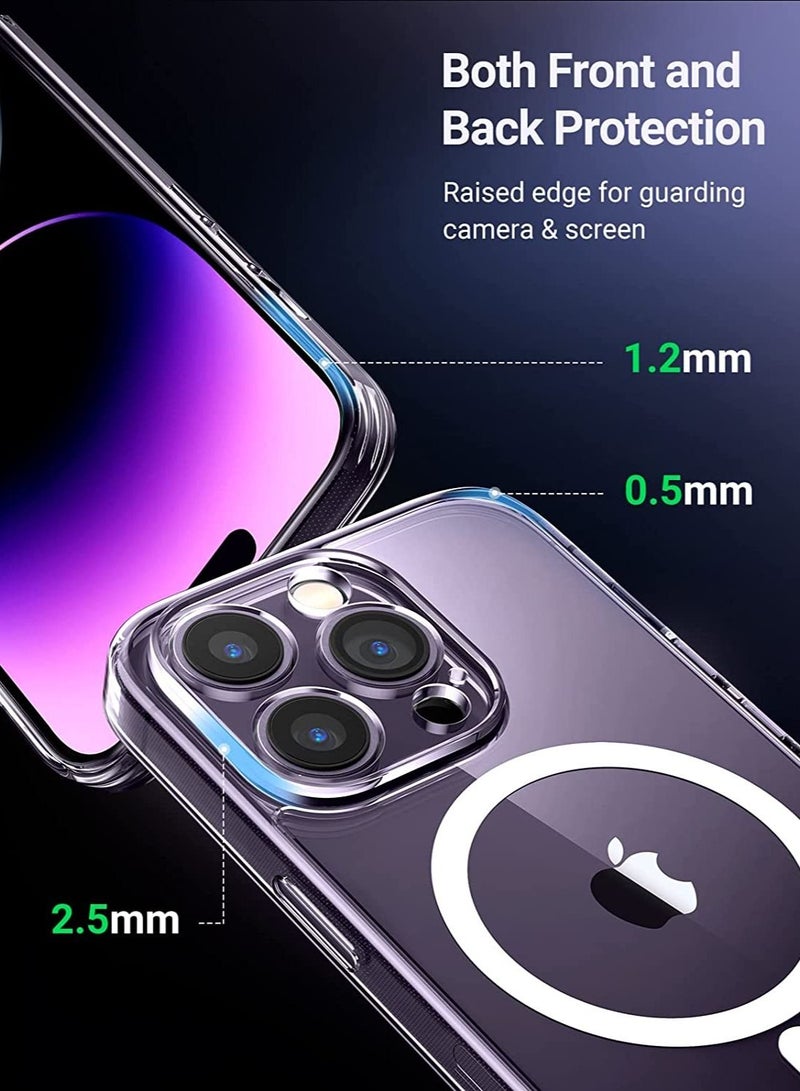 Apple iPhone 14 Pro Max Mag safe Case 6.7 Inch Thin Magnetic Case Anti Yellow Anti Drop Shock Absorption Anti Scratch and Hard Back Crystal Case Cell Phone Case iPhone 14 Pro Max Case Clear  - Image 3