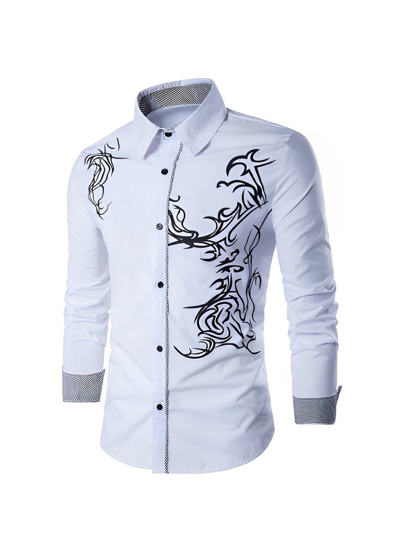 ريوكل قمصان رجالية مطبوعة بأزرار قمصان كاجوال بأكمام طويلة قمصان بقصّة Slim Fit قمصان رسمية مطاطية قمصان بقصّة عادية خالية من التجاعيد - Image 2