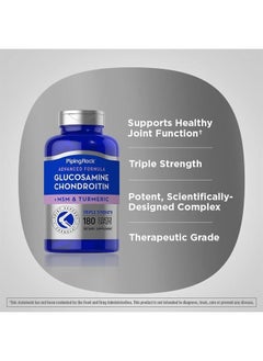 Piping Rock Glucosamine Chondroitin with Turmeric & MSM | 180 Caplets | Triple Strength | Non-GMO, Gluten Free Supplement  - Image 4