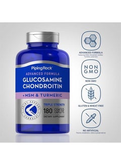 Piping Rock Glucosamine Chondroitin with Turmeric & MSM | 180 Caplets | Triple Strength | Non-GMO, Gluten Free Supplement  - Image 3