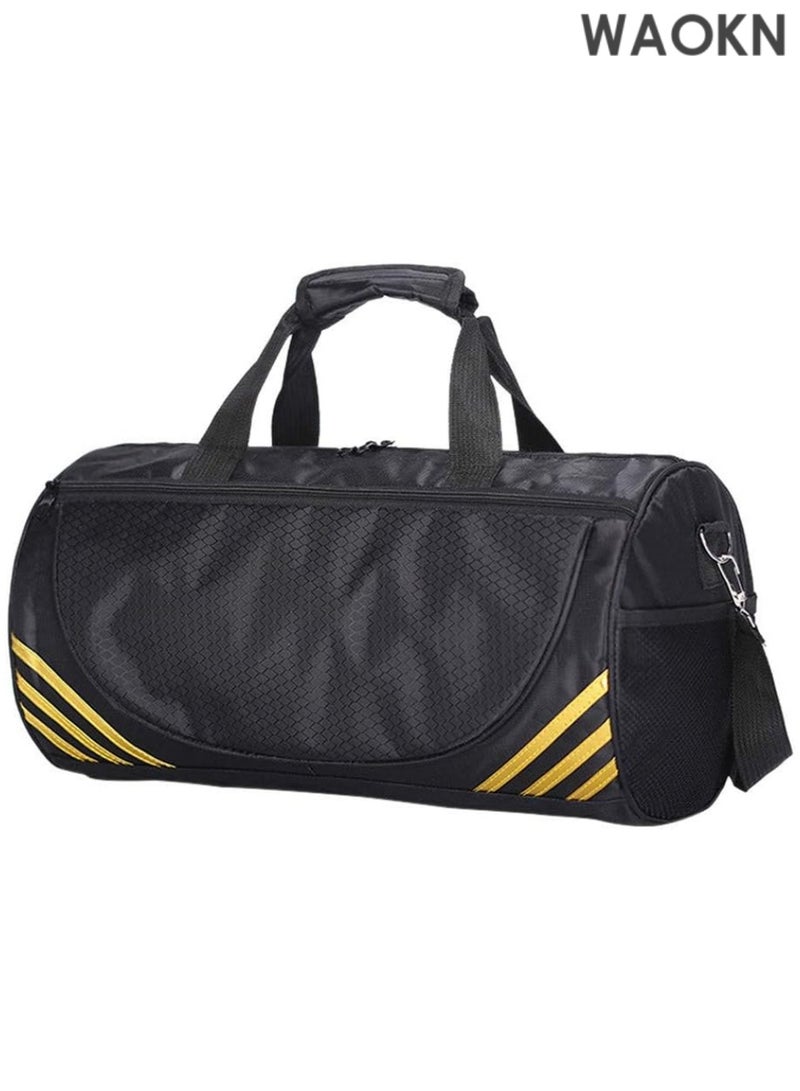 WAOKN Water Resistant Sports Gym Shoulder Bag - Travel Weekender Duffel Bag for Men & Women with Shoe Compartment - Lightweight Large Capacity Workout Bag for Fitness, Swimming & Beach - Gold Anti-Theft Durable Carry-On Bag - Image 1