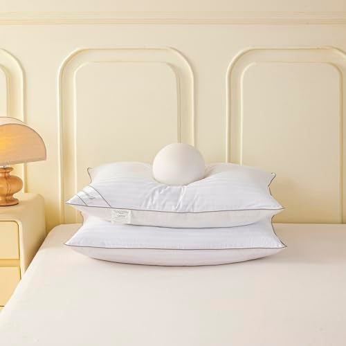 Eastwarmth Goose Feather Down Pillow for Sleeping, 100% Cotton Cover King (20X36IN) Bed Pillow Stripe White 1 Pack - Image 2