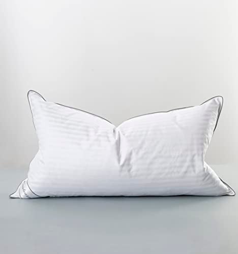 Eastwarmth Goose Feather Down Pillow for Sleeping, 100% Cotton Cover King (20X36IN) Bed Pillow Stripe White 1 Pack - Image 1