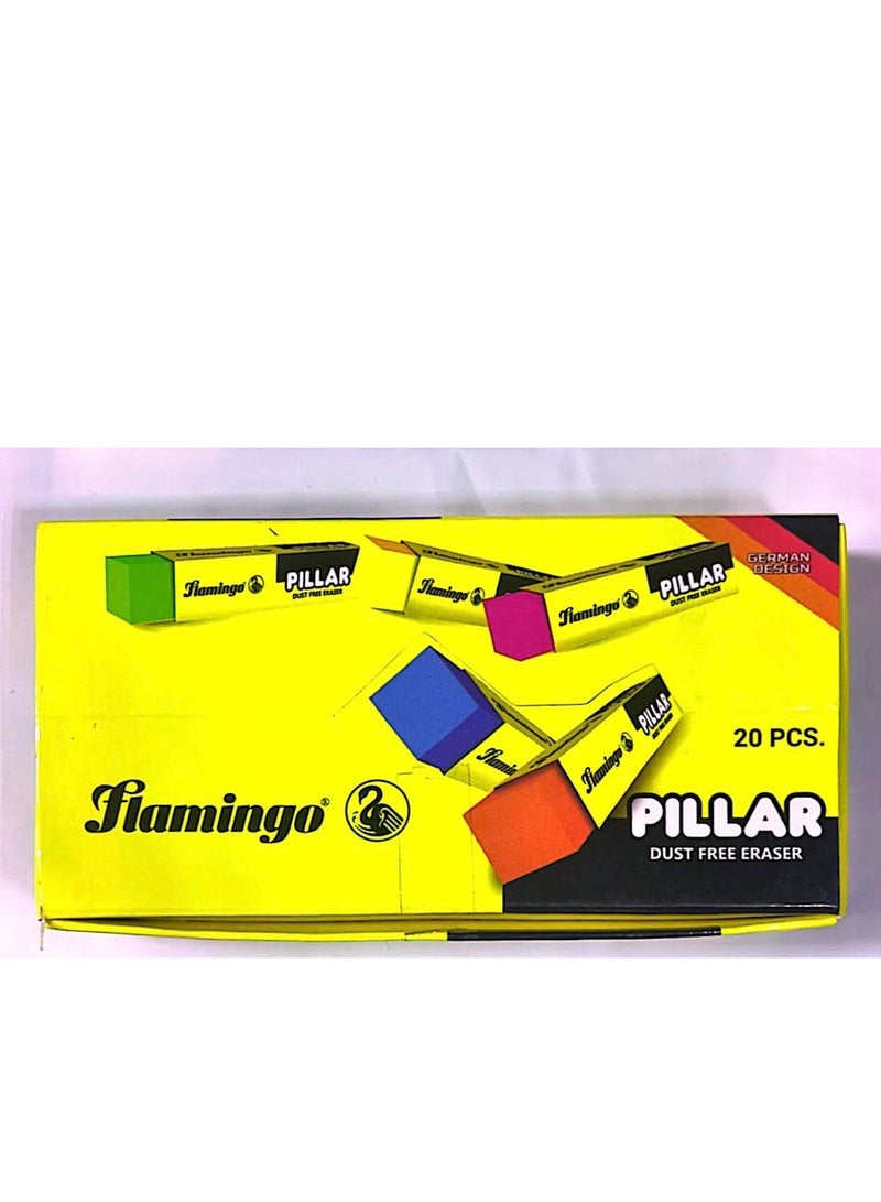 Flamingo 20-Pieces Pillar Dust Free Erasers Multicolor - Image 2