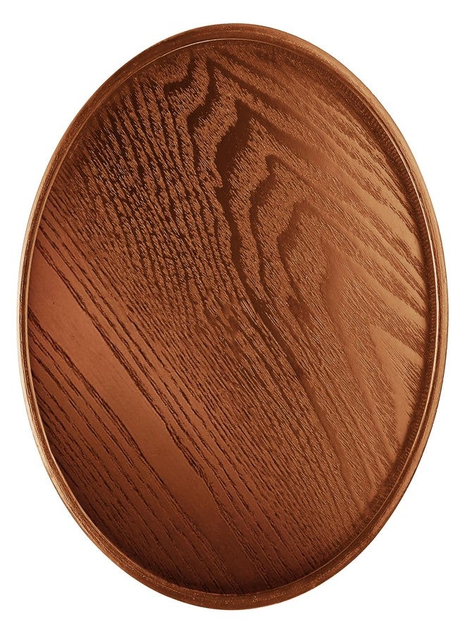 Flylin Round Solid Wood Serving Tray 30CM Brown,Decorative Wooden Serving Plate for Tea Coffee Snack Food Meals,Ottoman Breakfast Tray with Raised Edge,for Home,Kitchen,Bathroom,Party,Restaurant Decor(11.8") - Image 1
