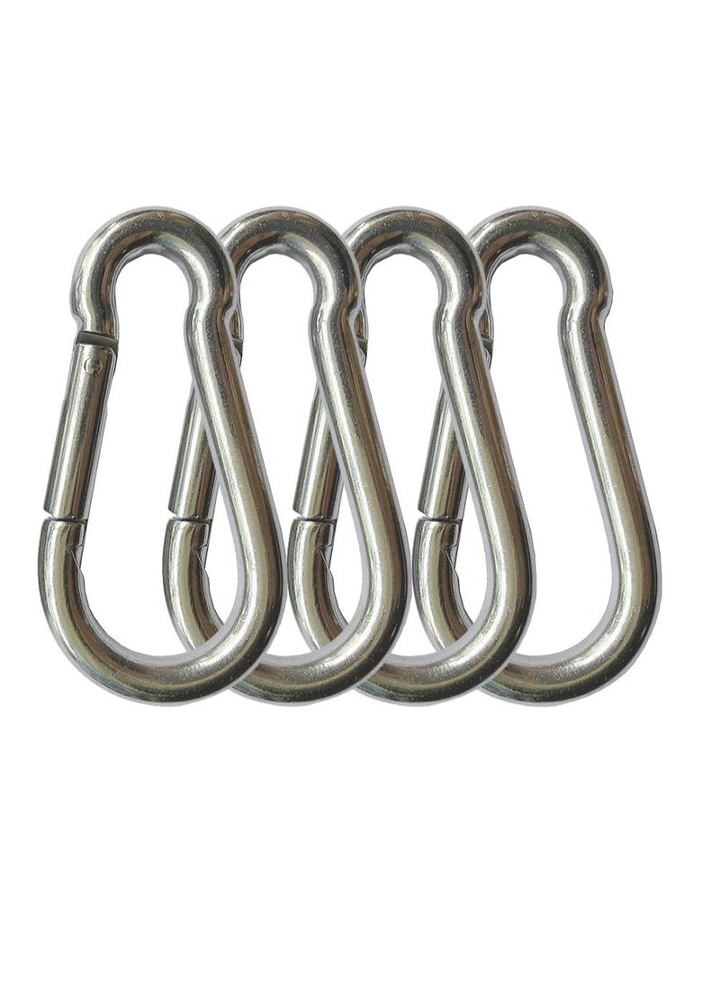 ECVV 4PCS Spring Snap Hooks Carabiner, 304 Premium Stainless Steel 3.15 inch M8 Heavy Duty Carabiner Clips for Camping, Fishing, Hiking, Traveling, Backpack, Swing - Image 1