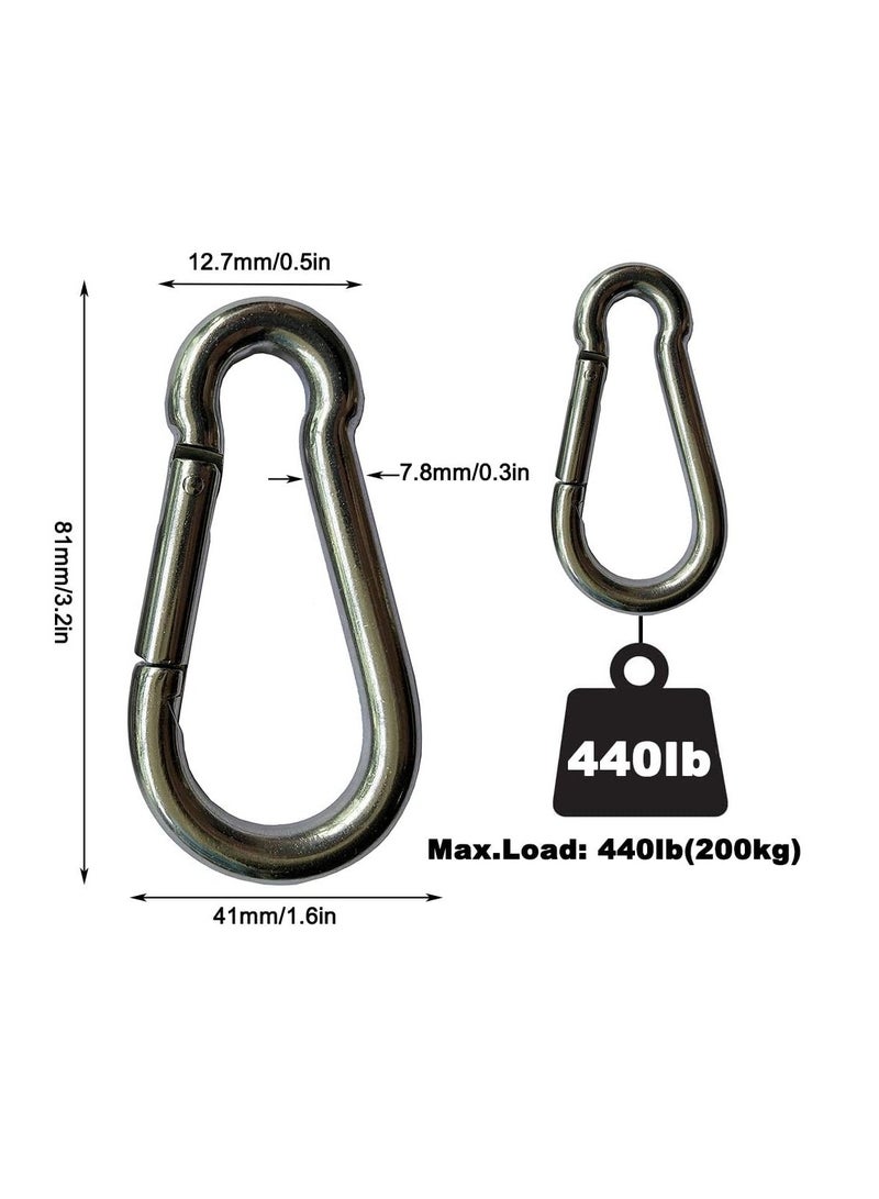 ECVV 4PCS Spring Snap Hooks Carabiner, 304 Premium Stainless Steel 3.15 inch M8 Heavy Duty Carabiner Clips for Camping, Fishing, Hiking, Traveling, Backpack, Swing - Image 2
