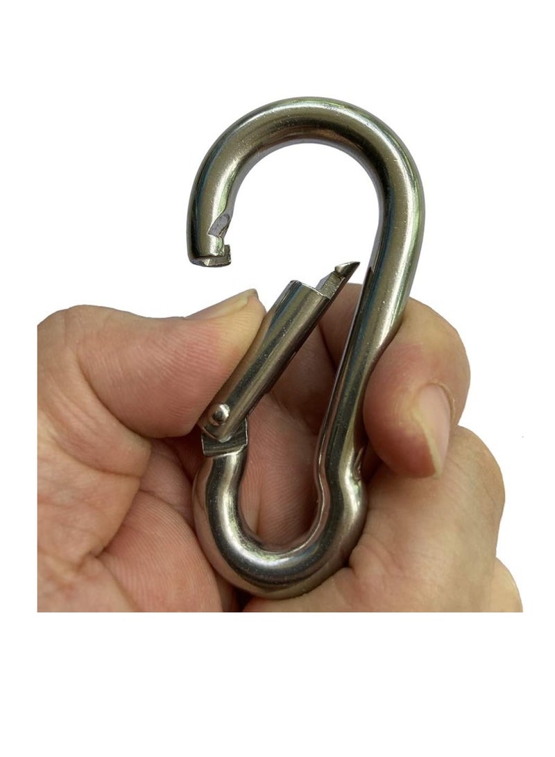 ECVV 4PCS Spring Snap Hooks Carabiner, 304 Premium Stainless Steel 3.15 inch M8 Heavy Duty Carabiner Clips for Camping, Fishing, Hiking, Traveling, Backpack, Swing - Image 4