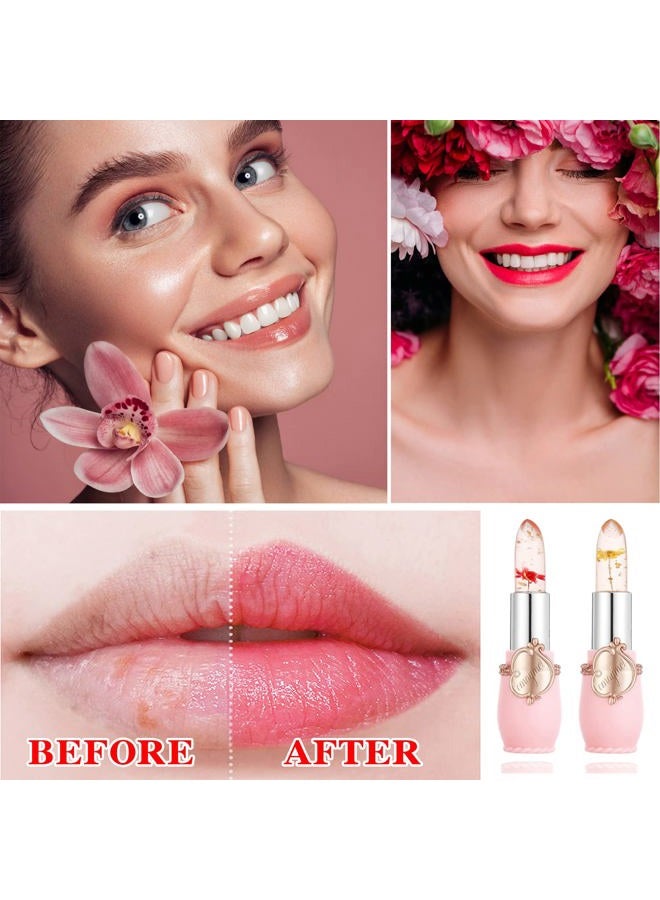 LZYLLS 2 Pack Crystal Jelly Flower Lipstick,Magic Temperature Color Change Lip Gloss Lip Stick PH Clear Magic Lipstick Long Lasting Nutritious Moisturizing Lip Balm（Set B） - Image 4