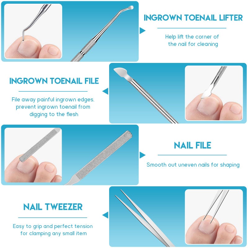 Maliyscent Ingrown Toenail Removal Kit, Professional Ingrown Toenail Tool Kit Includes Ingrown Toenail Corrector Drops, Corrector Patch, Toenail Clipper, Nail File Lifter Pedicure Tools - Image 5