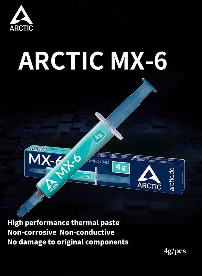 معجون حراري فائق الأداء MX-6 (4 غرام)، معجون لتبديد حرارة بطاقات الرسومات في أجهزة الكمبيوتر المحمولة، متانة طويلة، استخدام آمن، مناسب لوحدات المعالجة المركزية، وأجهزة ألعاب الفيديو، وبطاقات الرسومات، وأجهزة الكمبيوتر المحمولة. - Image 4