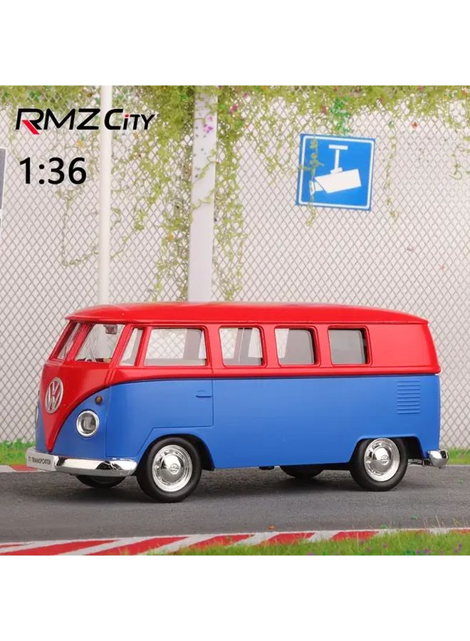 Blue Volkswagen Bus Toy 1 36 Scale Alloy Pull Back Action Openable Doors Collectible - Image 2