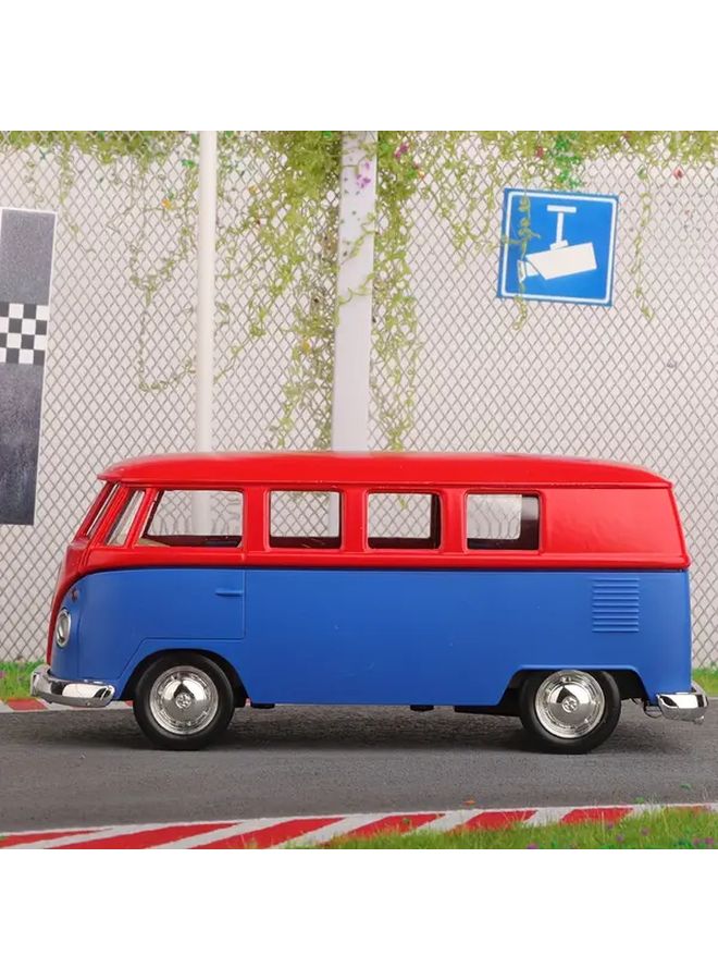 Blue Volkswagen Bus Toy 1 36 Scale Alloy Pull Back Action Openable Doors Collectible - Image 5