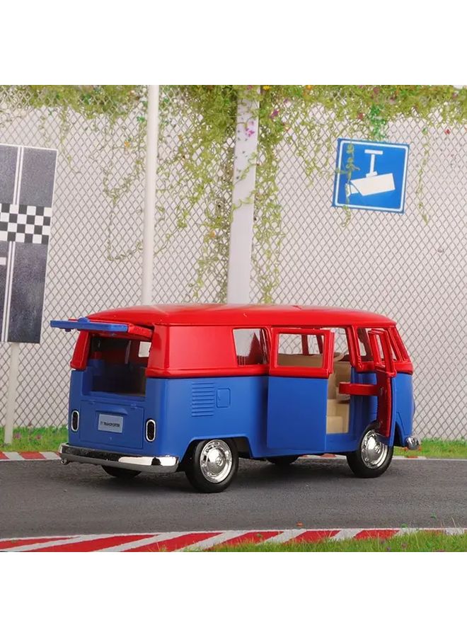 Blue Volkswagen Bus Toy 1 36 Scale Alloy Pull Back Action Openable Doors Collectible - Image 4