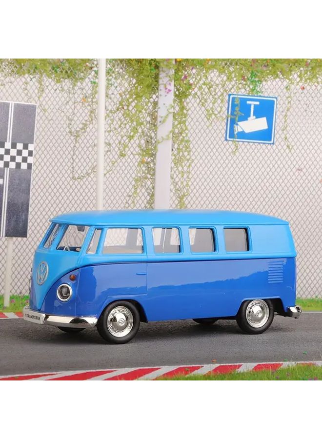Blue Volkswagen Bus Toy 1 36 Scale Alloy Pull Back Action Openable Doors Collectible - Image 1