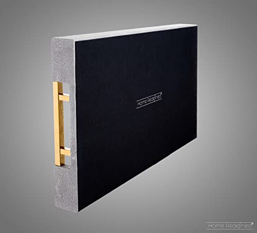 Home Redefined Modern Elegant 17.5"x12" Rectangle Glossy Grey Shagreen Faux Leather Decorative Tray Ottoman Coffee Table Perfume Kitchen Display Perfume Serving Tray with Gold Polished Metal Handles. - Image 5