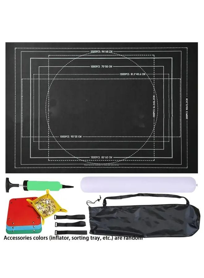 3000 قطعة سجادة ألغاز من اللباد الأسود مع صينية فرز منفوخة وحقيبة حمل لألغاز الصور المقطوعة - Image 1