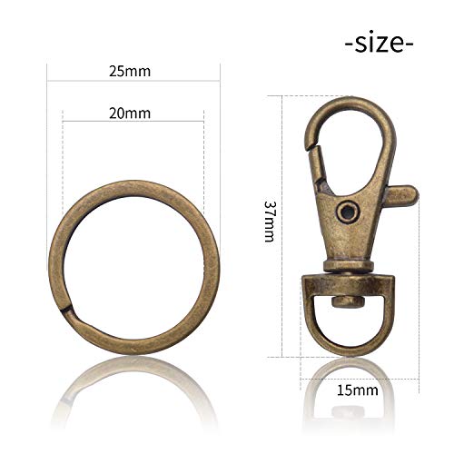BronaGrand Bronze Lobster Claw Clasp Keychain,30 Pieces Swivel Clasps and 30 Pieces Keychain Rings for Craft Project Making - Image 2