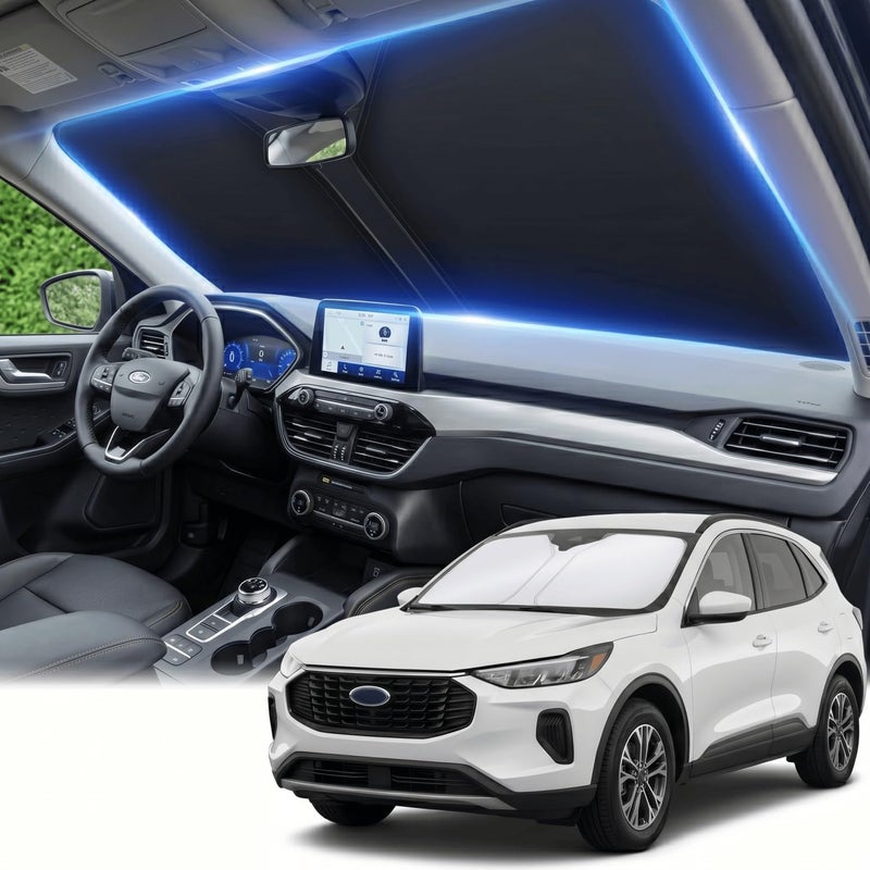 AuyNeas for Ford Escape Windshield Sun Shade 2020-2024 2025 2026-Front Window Shade Custom Fit Escape Accessories Sun Visor Foldable Sunshade Blocks UV Rays Summer Must Have Car Accessories - Image 1